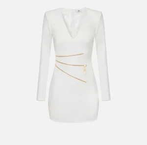 Elisabetta Franchi Mini Abiti | Abiti^Miniabito in crêpe con zip Avorio