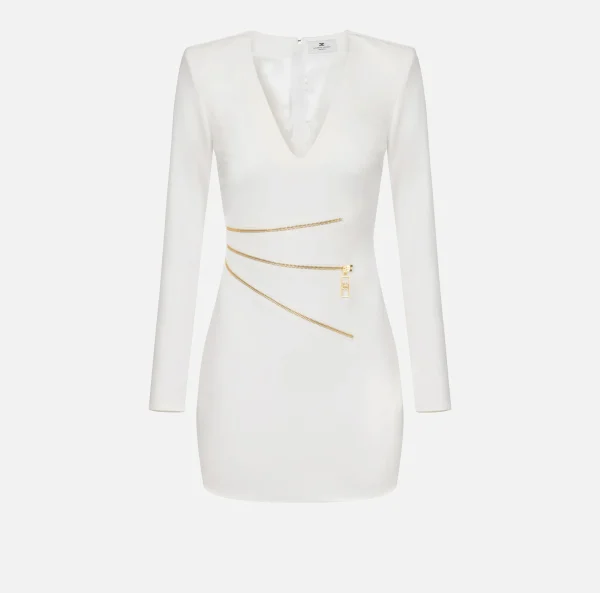 Elisabetta Franchi Mini Abiti | Abiti^Miniabito in crêpe con zip Avorio