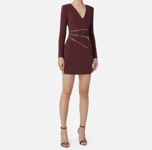 Elisabetta Franchi Mini Abiti | Abiti^Miniabito in crêpe con zip RougeNoir