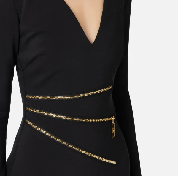 Elisabetta Franchi Mini Abiti | Abiti^Miniabito in crêpe con zip Nero
