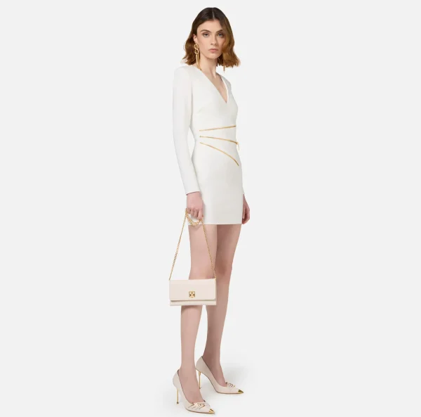 Elisabetta Franchi Mini Abiti | Abiti^Miniabito in crêpe con zip Avorio