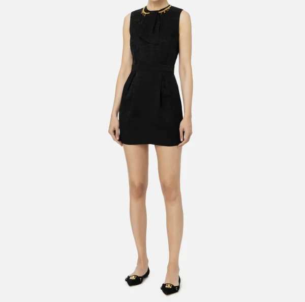 Elisabetta Franchi Mini Abiti | Abiti^Miniabito in crêpe jaquard lettering Nero