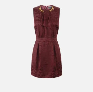 Elisabetta Franchi Mini Abiti | Abiti^Miniabito in crêpe jaquard lettering RougeNoir