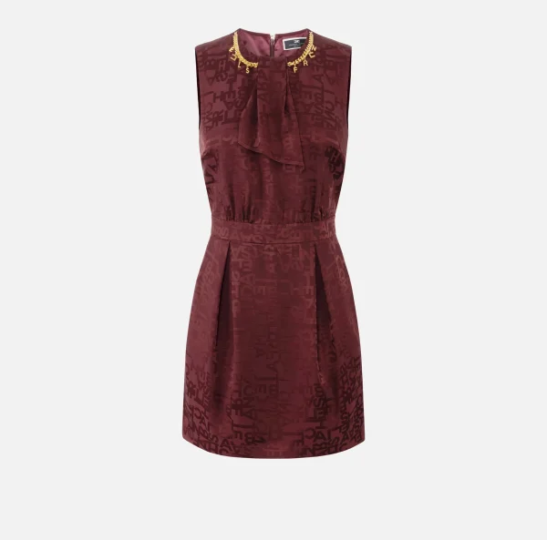 Elisabetta Franchi Mini Abiti | Abiti^Miniabito in crêpe jaquard lettering RougeNoir