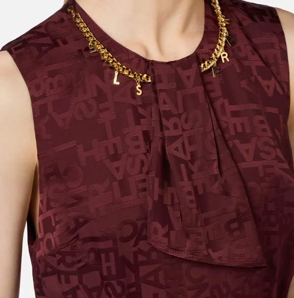 Elisabetta Franchi Mini Abiti | Abiti^Miniabito in crêpe jaquard lettering RougeNoir