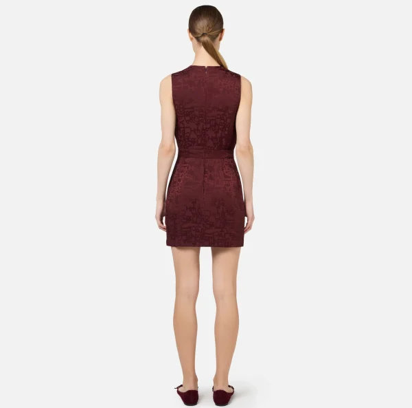 Elisabetta Franchi Mini Abiti | Abiti^Miniabito in crêpe jaquard lettering RougeNoir