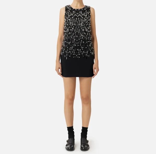 Elisabetta Franchi Mini Abiti | Abiti^Miniabito in crêpe ricamato Nero