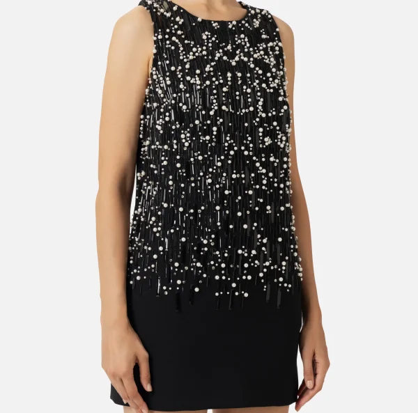Elisabetta Franchi Mini Abiti | Abiti^Miniabito in crêpe ricamato Nero