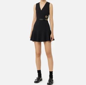 Elisabetta Franchi Mini Abiti | Abiti^Miniabito in crêpe stretch con cinturini Nero