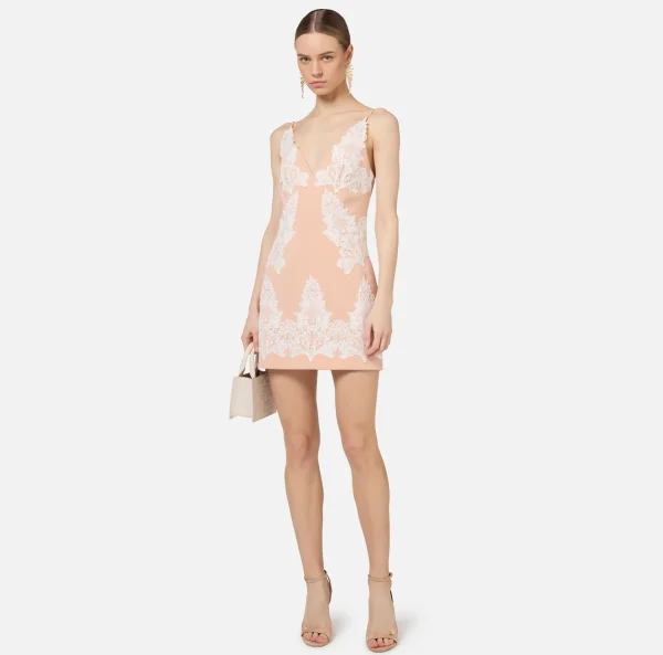 Elisabetta Franchi Mini Abiti | Abiti^Miniabito in fresco lana con pizzo PeachRose