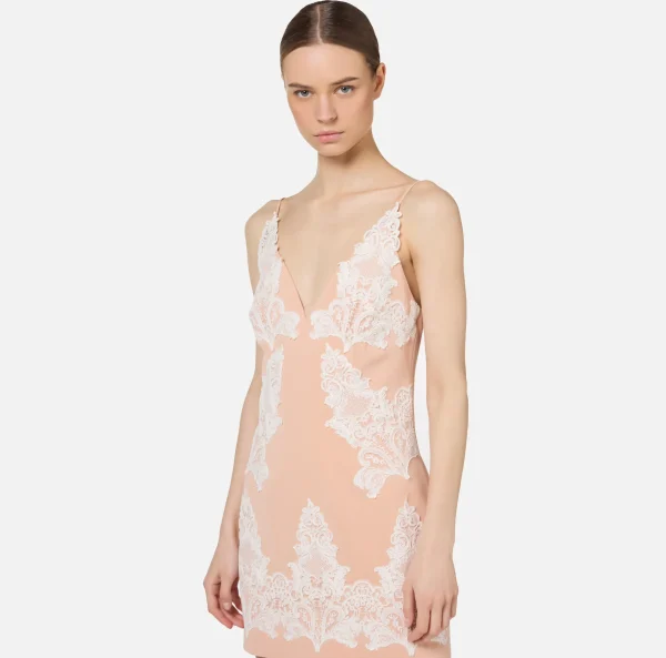 Elisabetta Franchi Mini Abiti | Abiti^Miniabito in fresco lana con pizzo PeachRose