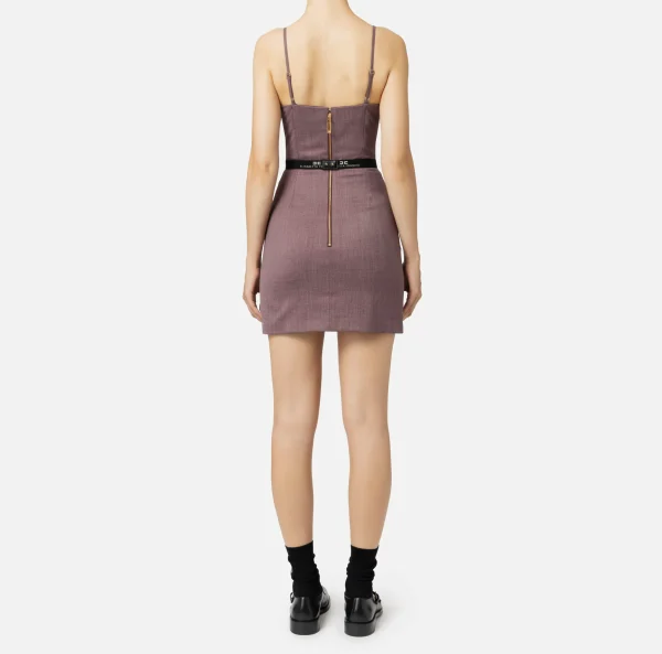 Elisabetta Franchi Mini Abiti | Abiti^Miniabito in fresco lana mélange con cintura RougeNoir