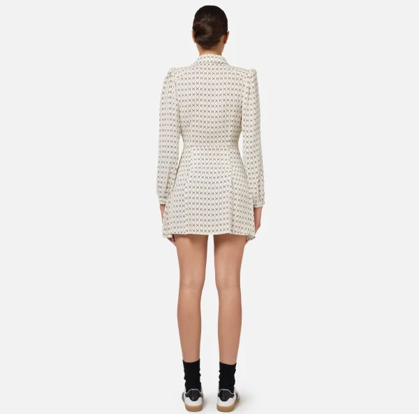 Elisabetta Franchi Mini Abiti | Abiti^Miniabito in georgette stampa rombo con foulard Burro/Nero