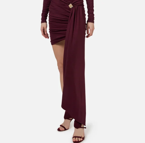 Elisabetta Franchi Mini Abiti | Abiti^Miniabito in jersey drappeggiato con accessorio gioiello RougeNoir