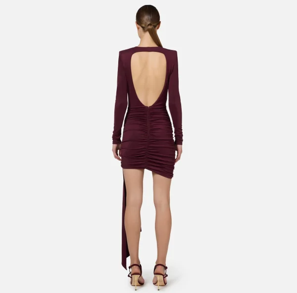 Elisabetta Franchi Mini Abiti | Abiti^Miniabito in jersey drappeggiato con accessorio gioiello RougeNoir