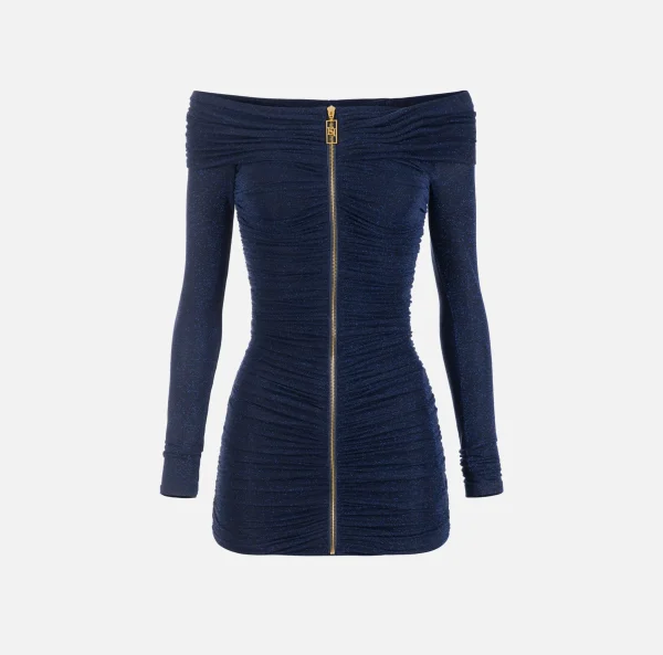 Elisabetta Franchi Abiti | Mini Abiti^Miniabito in jersey lurex con zip Navy