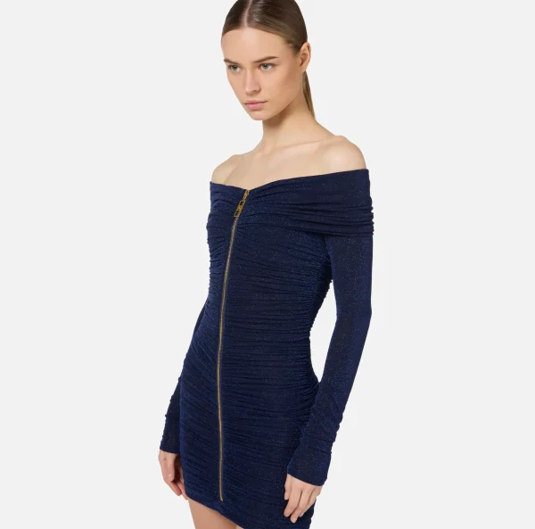 Elisabetta Franchi Abiti | Mini Abiti^Miniabito in jersey lurex con zip Navy