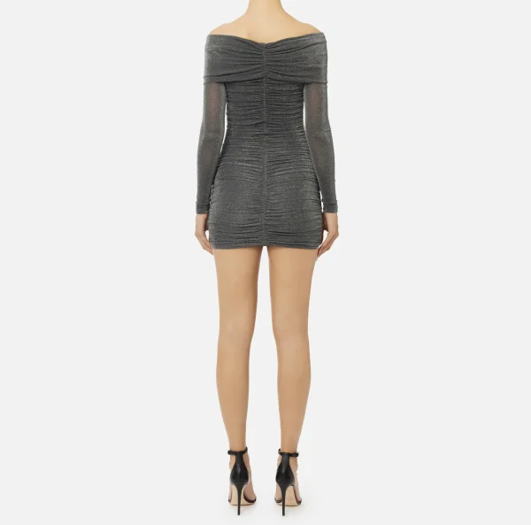 Elisabetta Franchi Abiti | Mini Abiti^Miniabito in jersey lurex con zip Piombo