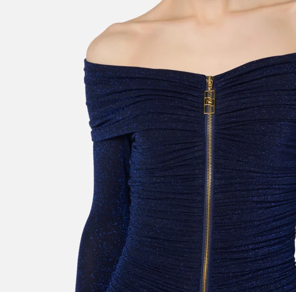 Elisabetta Franchi Abiti | Mini Abiti^Miniabito in jersey lurex con zip Navy