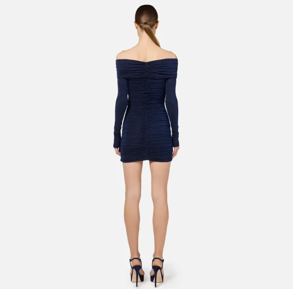 Elisabetta Franchi Abiti | Mini Abiti^Miniabito in jersey lurex con zip Navy