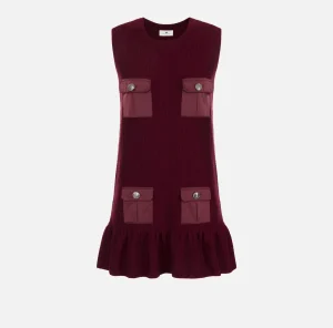 Elisabetta Franchi Mini Abiti | Abiti In Maglia^Miniabito in lana bouclé con tasche in vela tecnica RougeNoir