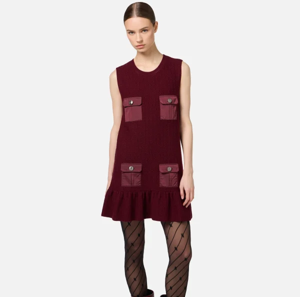 Elisabetta Franchi Mini Abiti | Abiti In Maglia^Miniabito in lana bouclé con tasche in vela tecnica RougeNoir