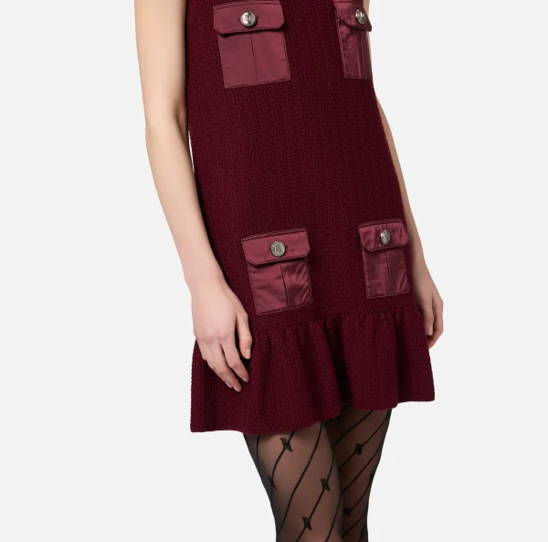 Elisabetta Franchi Mini Abiti | Abiti In Maglia^Miniabito in lana bouclé con tasche in vela tecnica RougeNoir