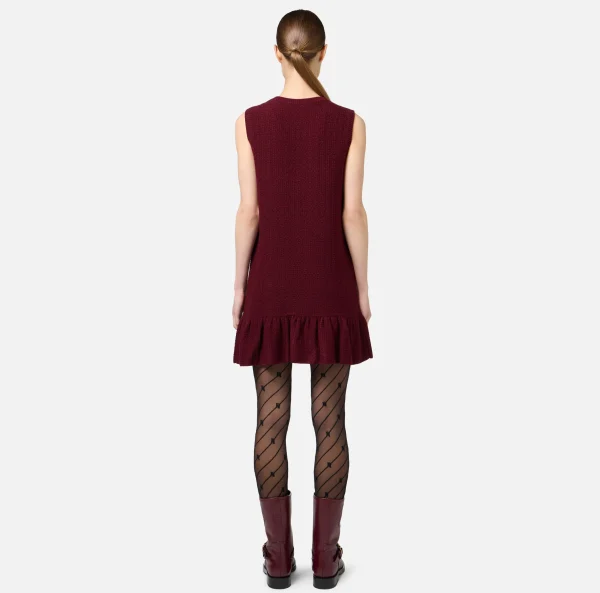 Elisabetta Franchi Mini Abiti | Abiti In Maglia^Miniabito in lana bouclé con tasche in vela tecnica RougeNoir