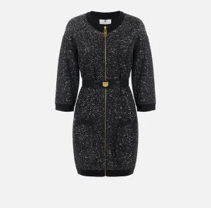 Elisabetta Franchi Mini Abiti | Abiti In Maglia^Miniabito in lana con filo paillettes Nero/Silver