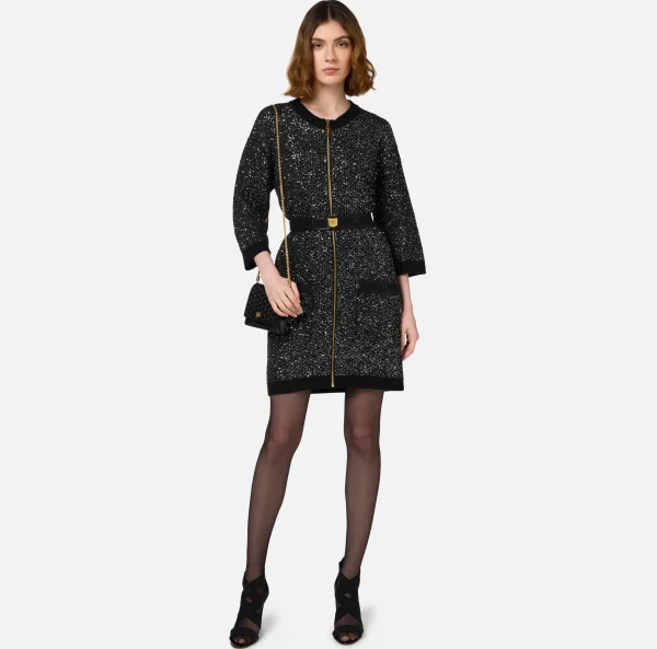 Elisabetta Franchi Mini Abiti | Abiti In Maglia^Miniabito in lana con filo paillettes Nero/Silver