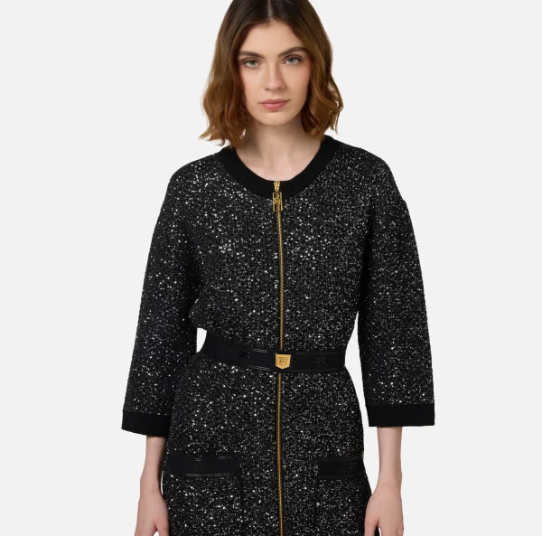 Elisabetta Franchi Mini Abiti | Abiti In Maglia^Miniabito in lana con filo paillettes Nero/Silver