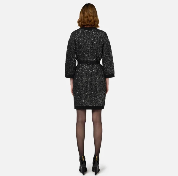 Elisabetta Franchi Mini Abiti | Abiti In Maglia^Miniabito in lana con filo paillettes Nero/Silver