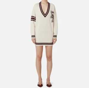 Elisabetta Franchi Abiti In Maglia | Mini Abiti^Miniabito in lana tipo college Burro/RougeNoir