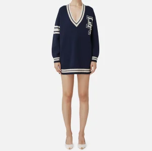 Elisabetta Franchi Abiti In Maglia | Mini Abiti^Miniabito in lana tipo college Navy/Burro