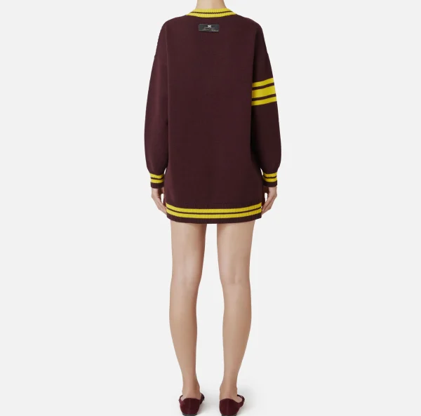 Elisabetta Franchi Abiti In Maglia | Mini Abiti^Miniabito in lana tipo college RougeNoir/Mimosa