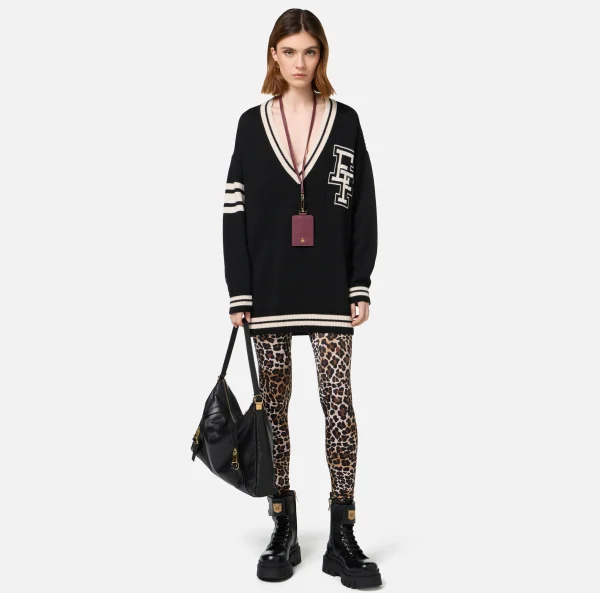 Elisabetta Franchi Abiti In Maglia | Mini Abiti^Miniabito in lana tipo college Nero/Burro