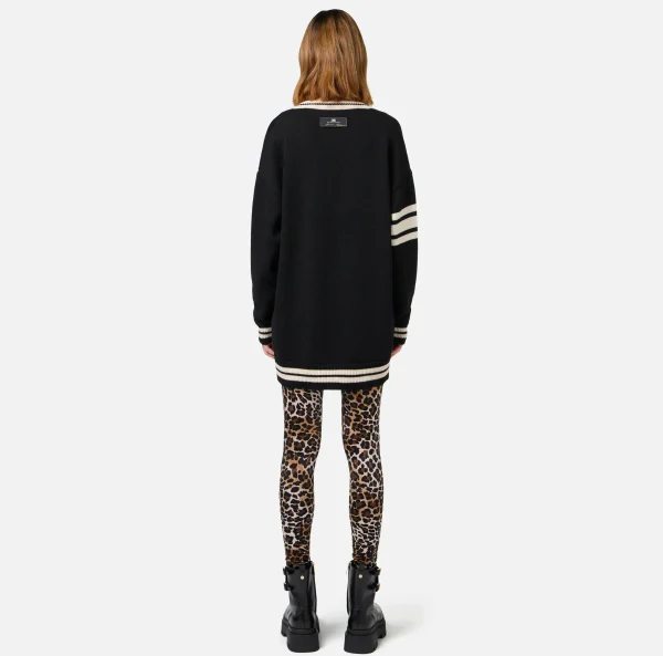 Elisabetta Franchi Abiti In Maglia | Mini Abiti^Miniabito in lana tipo college Nero/Burro