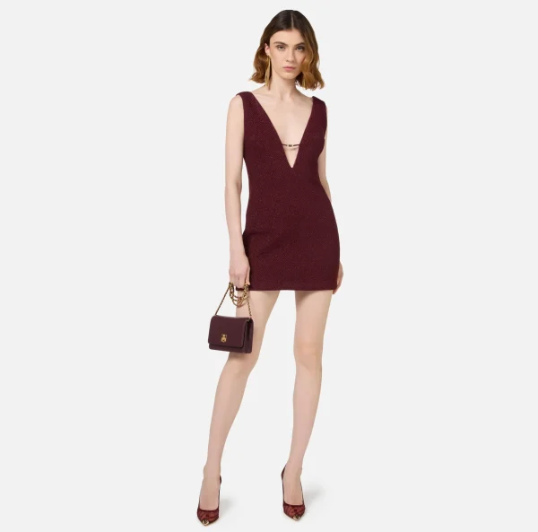 Elisabetta Franchi Mini Abiti | Abiti^Miniabito in tweed laminato RougeNoir