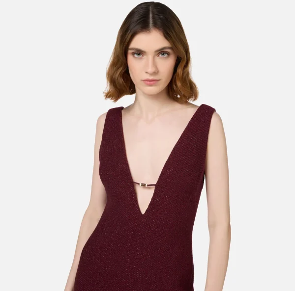 Elisabetta Franchi Mini Abiti | Abiti^Miniabito in tweed laminato RougeNoir