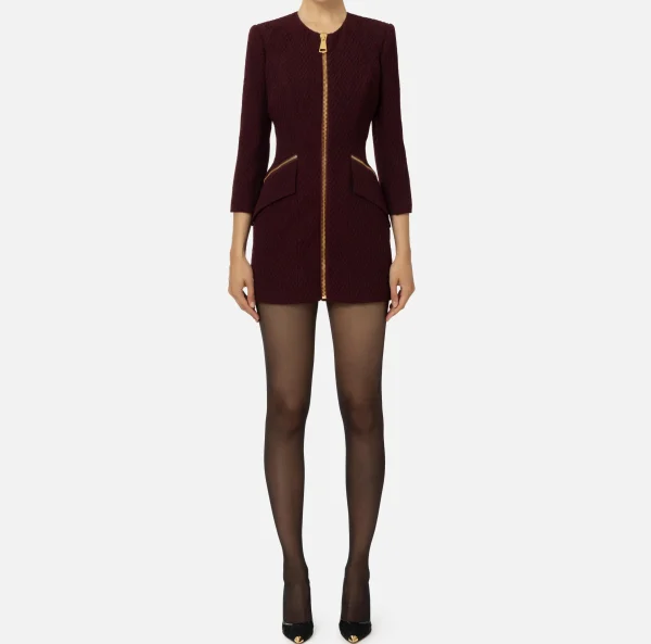Elisabetta Franchi Abiti | Mini Abiti^Miniabito in tweed resca con zip RougeNoir