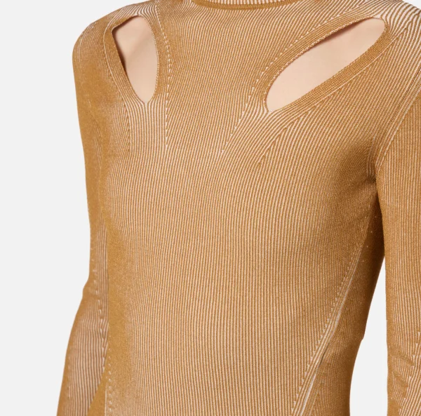 Elisabetta Franchi Mini Abiti | Abiti In Maglia^Miniabito in viscosa a costine con cut-out RougeNoir/Blush
