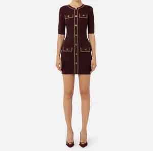 Elisabetta Franchi Mini Abiti | Abiti In Maglia^Miniabito in viscosa con catena RougeNoir