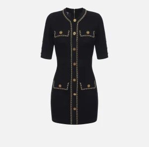 Elisabetta Franchi Mini Abiti | Abiti In Maglia^Miniabito in viscosa con catena Nero