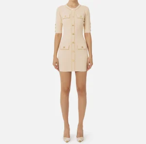Elisabetta Franchi Mini Abiti | Abiti In Maglia^Miniabito in viscosa con catena Crema