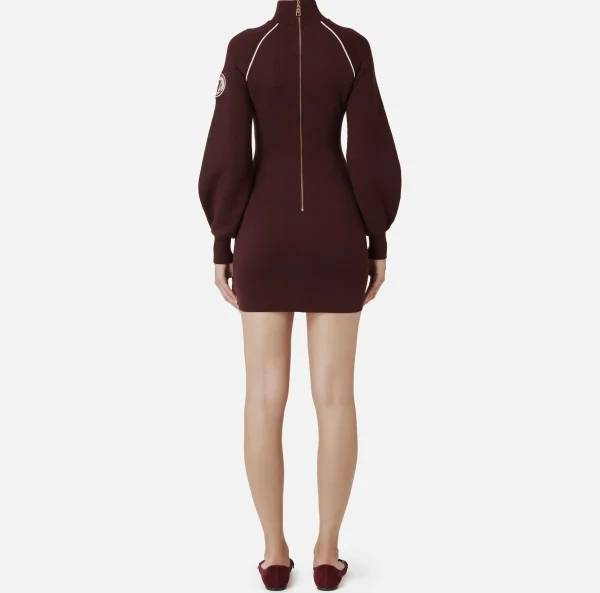 Elisabetta Franchi Abiti In Maglia | Mini Abiti^Miniabito in viscosa con patch logo RougeNoir/Burro