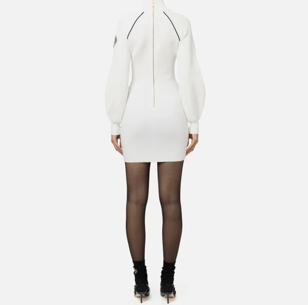 Elisabetta Franchi Abiti In Maglia | Mini Abiti^Miniabito in viscosa con patch logo Avorio/Nero