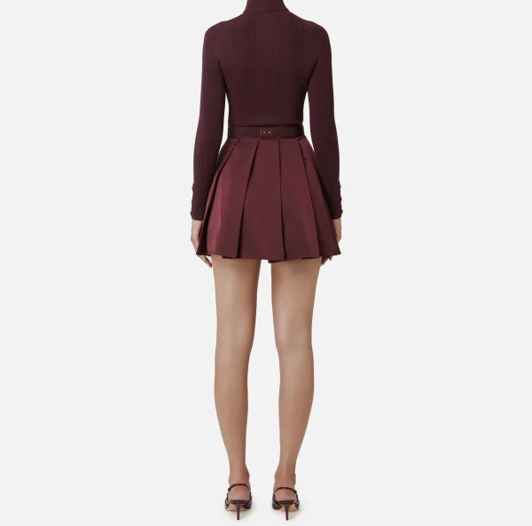 Elisabetta Franchi Mini Abiti | Abiti In Maglia^Miniabito in viscosa e seta a costine con ricamo logo RougeNoir