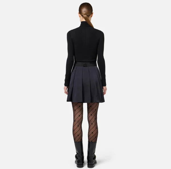 Elisabetta Franchi Mini Abiti | Abiti In Maglia^Miniabito in viscosa e seta a costine con ricamo logo Nero