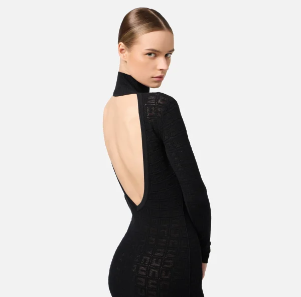 Elisabetta Franchi Mini Abiti | Abiti In Maglia^Miniabito in viscosa logo punto rete Nero