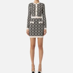 Elisabetta Franchi Mini Abiti | Abiti In Maglia^Miniabito logo jacquard Nero/Burro